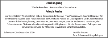 Traueranzeige von Frieda Fuchs von Hersbrucker Zeitung