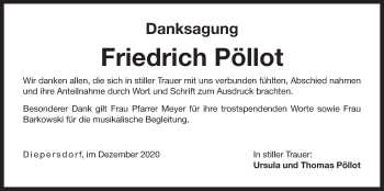 Traueranzeige von Friedrich Pöllot von Der Bote