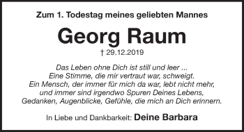 Traueranzeige von Georg Raum von Pegnitz-Zeitung