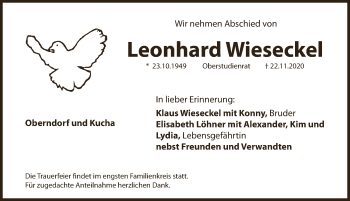 Traueranzeige von Leonhard Wieseckel von Hersbrucker Zeitung