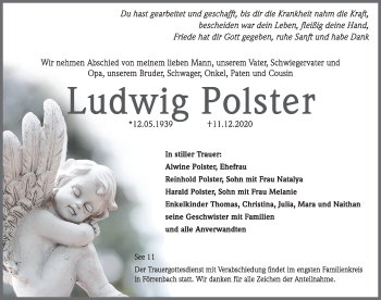 Traueranzeige von Ludwig Polster von Hersbrucker Zeitung