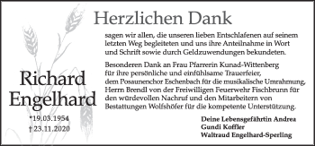 Traueranzeige von Richard Engelhard von Hersbrucker Zeitung