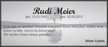 Traueranzeige von Rudi Meier von Hersbrucker Zeitung