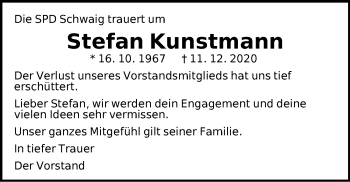 Traueranzeige von Stefan Kunstmann von Pegnitz-Zeitung