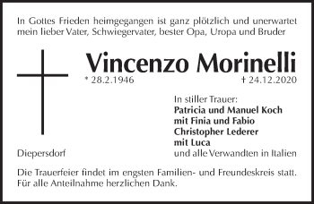 Traueranzeige von Vincenzo Morinelli von Pegnitz-Zeitung