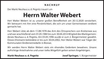 Traueranzeige von Walter Webert von Hersbrucker Zeitung