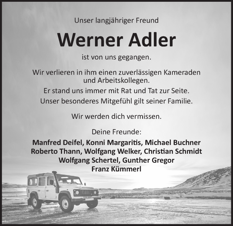  Traueranzeige für Werner Adler vom 05.12.2020 aus Der Bote