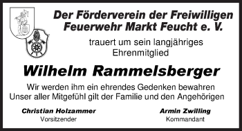 Traueranzeige von Wilhelm Rammelsberger von Der Bote