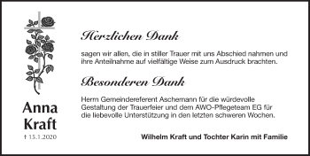 Traueranzeige von Anna Kraft von Pegnitz-Zeitung
