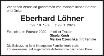 Traueranzeige von Eberhard Löhner von Der Bote
