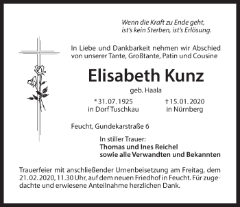 Traueranzeige von Elisabeth Kunz von Der Bote