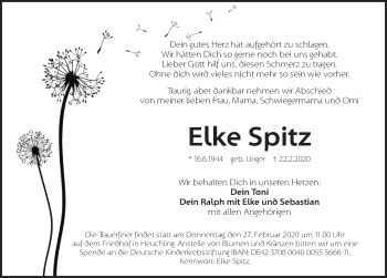 Traueranzeige von Elke Spitz von Pegnitz-Zeitung