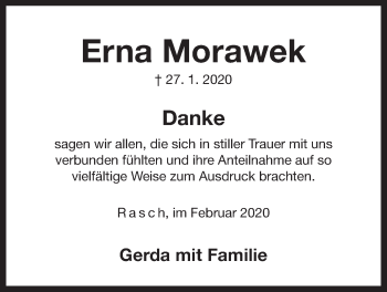 Traueranzeige von Erna Morawek von Der Bote