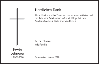 Traueranzeige von Erwin Lehnerer von Hersbrucker Zeitung