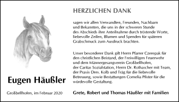 Traueranzeige von Eugen Häußler von Hersbrucker Zeitung