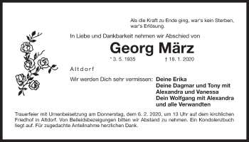 Traueranzeige von Georg März von Der Bote