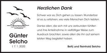 Traueranzeige von Günter Selcho von Der Bote