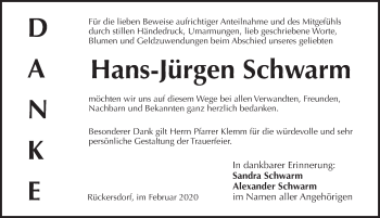 Traueranzeige von Hans-Jürgen Schwarm von Pegnitz-Zeitung
