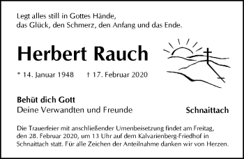 Traueranzeige von Herbert Rauch von Pegnitz-Zeitung