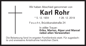 Traueranzeige von Karl Rohr von Der Bote