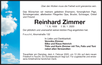 Traueranzeige von Reinhard Zimmer von Der Bote