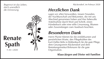Traueranzeige von Renate Spath von Pegnitz-Zeitung