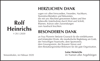 Traueranzeige von Rolf Heinrichs von Pegnitz-Zeitung