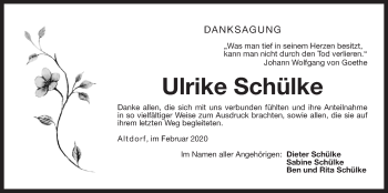 Traueranzeige von Ulrike Schülke von Der Bote