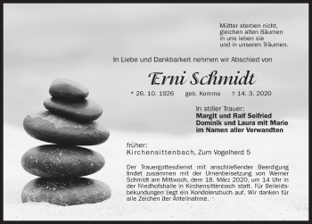 Traueranzeige von Erni Schmidt von Hersbrucker Zeitung