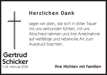 Traueranzeige von Gertrud Schicker von Hersbrucker Zeitung