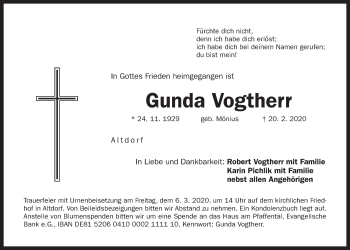 Traueranzeige von Gunda Vogtherr von Der Bote