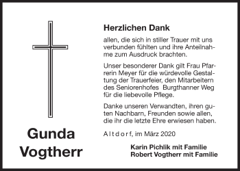 Traueranzeige von Gunda Vogtherr von Der Bote