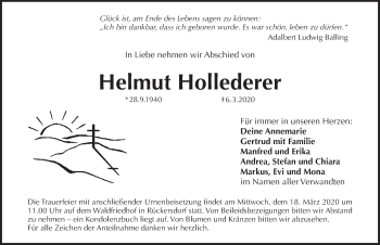 Traueranzeige von Helmut Hollederer von Pegnitz-Zeitung