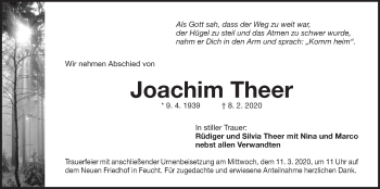 Traueranzeige von Joachim Theer von Der Bote