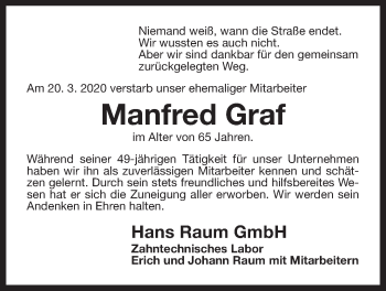 Traueranzeige von Manfred Graf von Der Bote