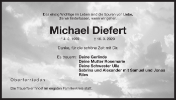 Traueranzeige von Michael Diefert von Der Bote