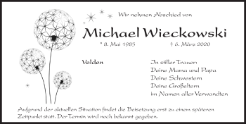 Traueranzeige von Michael Wieckowski von Hersbrucker Zeitung