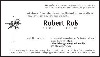 Traueranzeige von Robert Roß von Pegnitz-Zeitung
