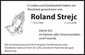 Traueranzeige von Roland Strejc von Hersbrucker Zeitung