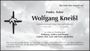 Traueranzeige von Wolfgang Kneißl von Pegnitz-Zeitung