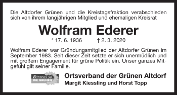 Traueranzeige von Wolfram Ederer von Der Bote