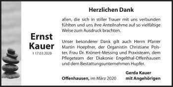 Traueranzeige von Ernst Kauer von Hersbrucker Zeitung
