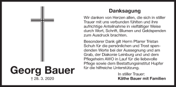 Traueranzeige von Georg Bauer von Der Bote