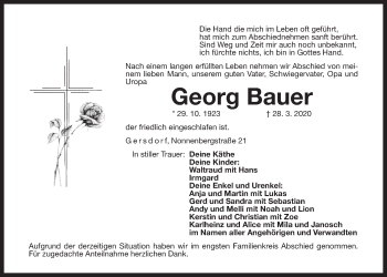 Traueranzeige von Georg Bauer von Der Bote