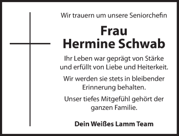 Traueranzeige von Hermine Schwab von Hersbrucker Zeitung