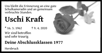 Traueranzeige von Uschi Kraft von Hersbrucker Zeitung