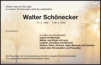 Traueranzeige von Walter Schönecker von Der Bote