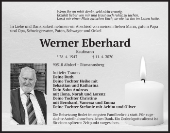 Traueranzeige von Werner Eberhard von Der Bote