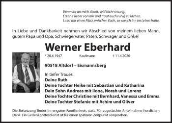Traueranzeige von Werner Eberhard von Hersbrucker Zeitung