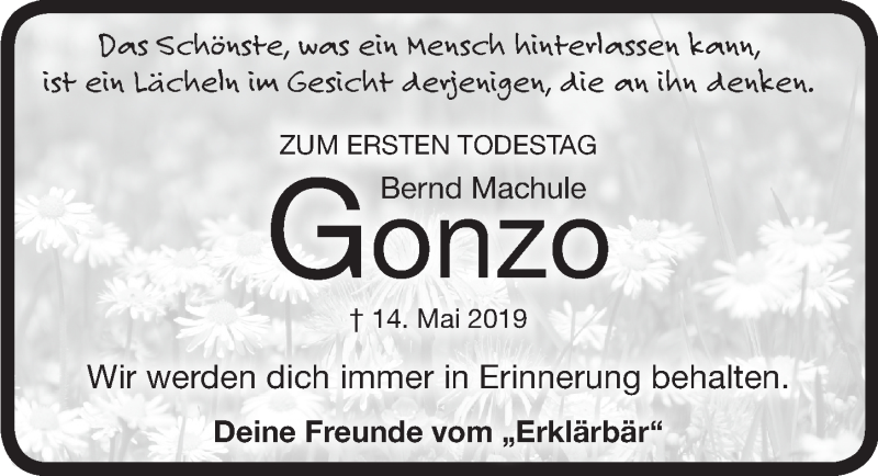  Traueranzeige für Bernd Machule vom 14.05.2020 aus Pegnitz-Zeitung